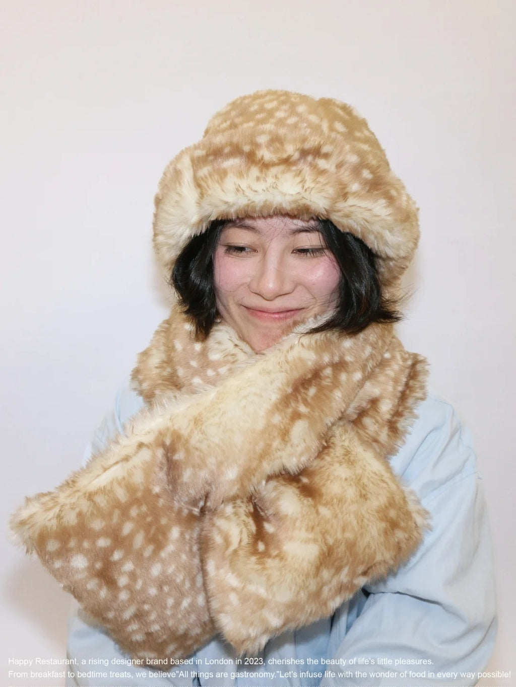 “A Little Deer” Faux Fur Hat & Scarf Set