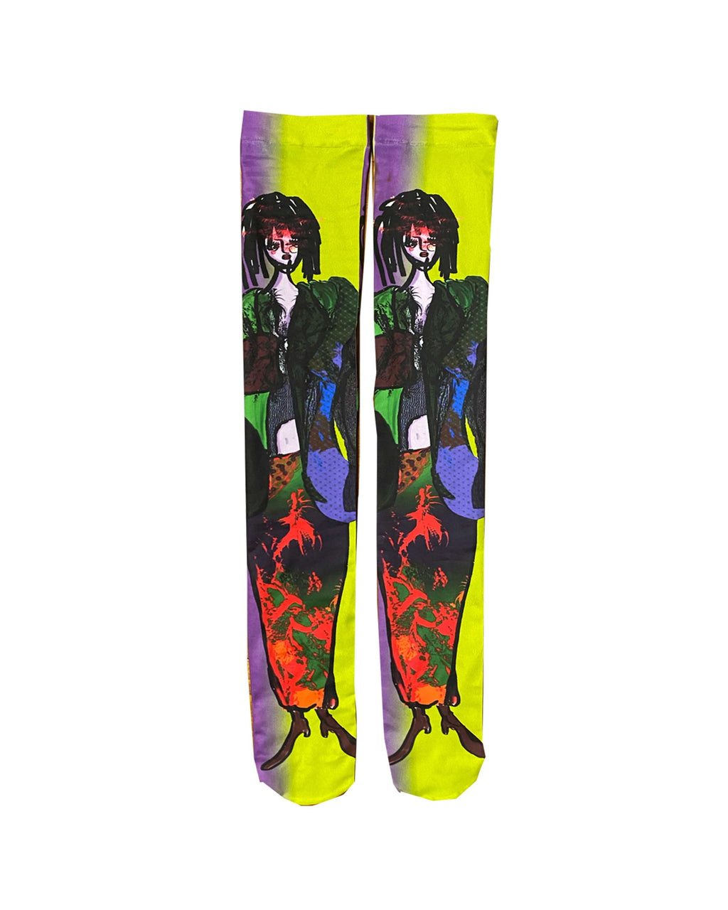 Alien Collage Calf Socks｜Digital Chaos Edition