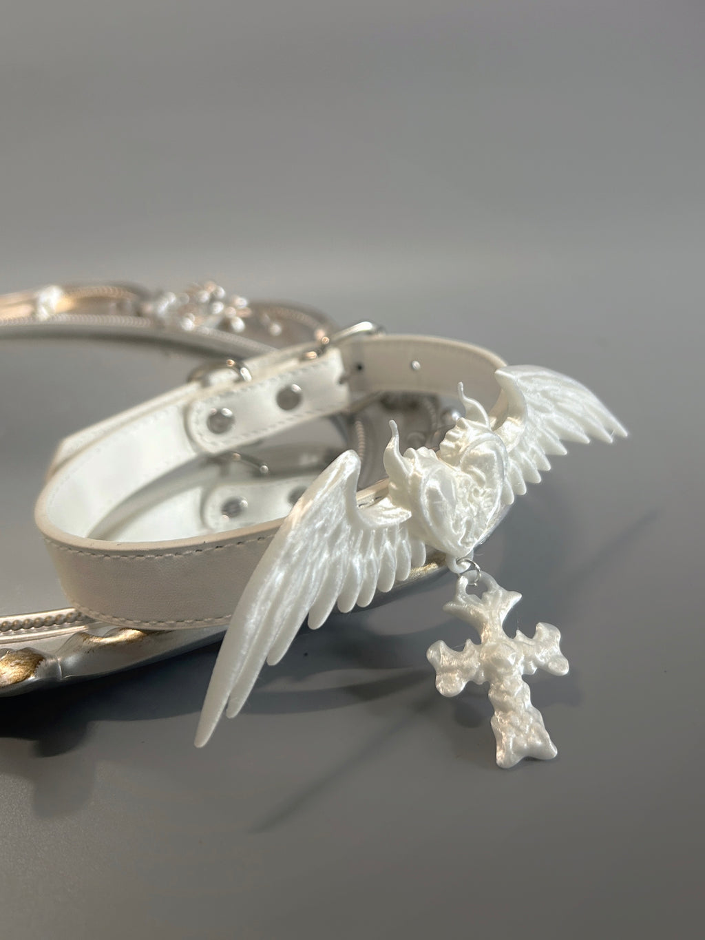 Pure Angel 3D Printing Sculptural Choker in Silk White