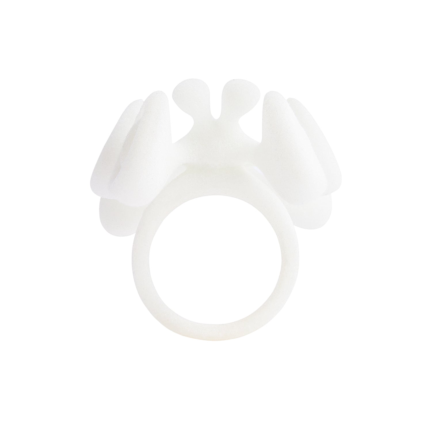 Soft Candy Texture Bug Ring | White TPU Flocked Surface Sculptural Ring | Unisex Y2K Futuristic Jewelry