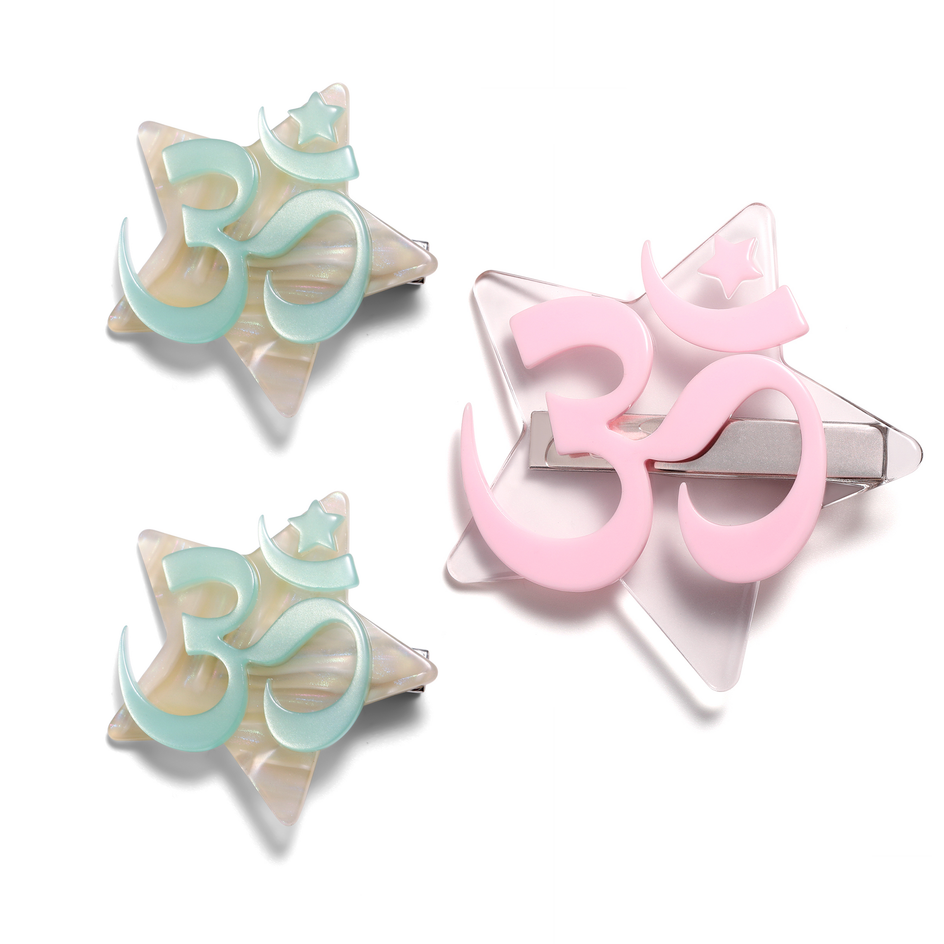 Star Hair Clip with OM Symbol, Cute Acrylic Hair Accessories for Women & Girls, Unique Accessories｜STRANGEFRUIT