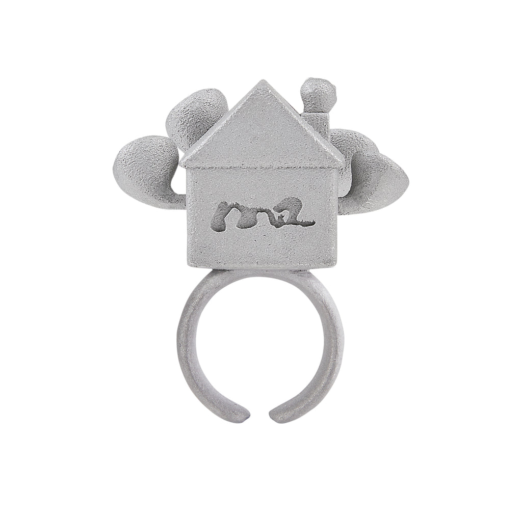 Stone Texture Metal Ring – Party Horn Bug Design Sculptural Statement Jewelry