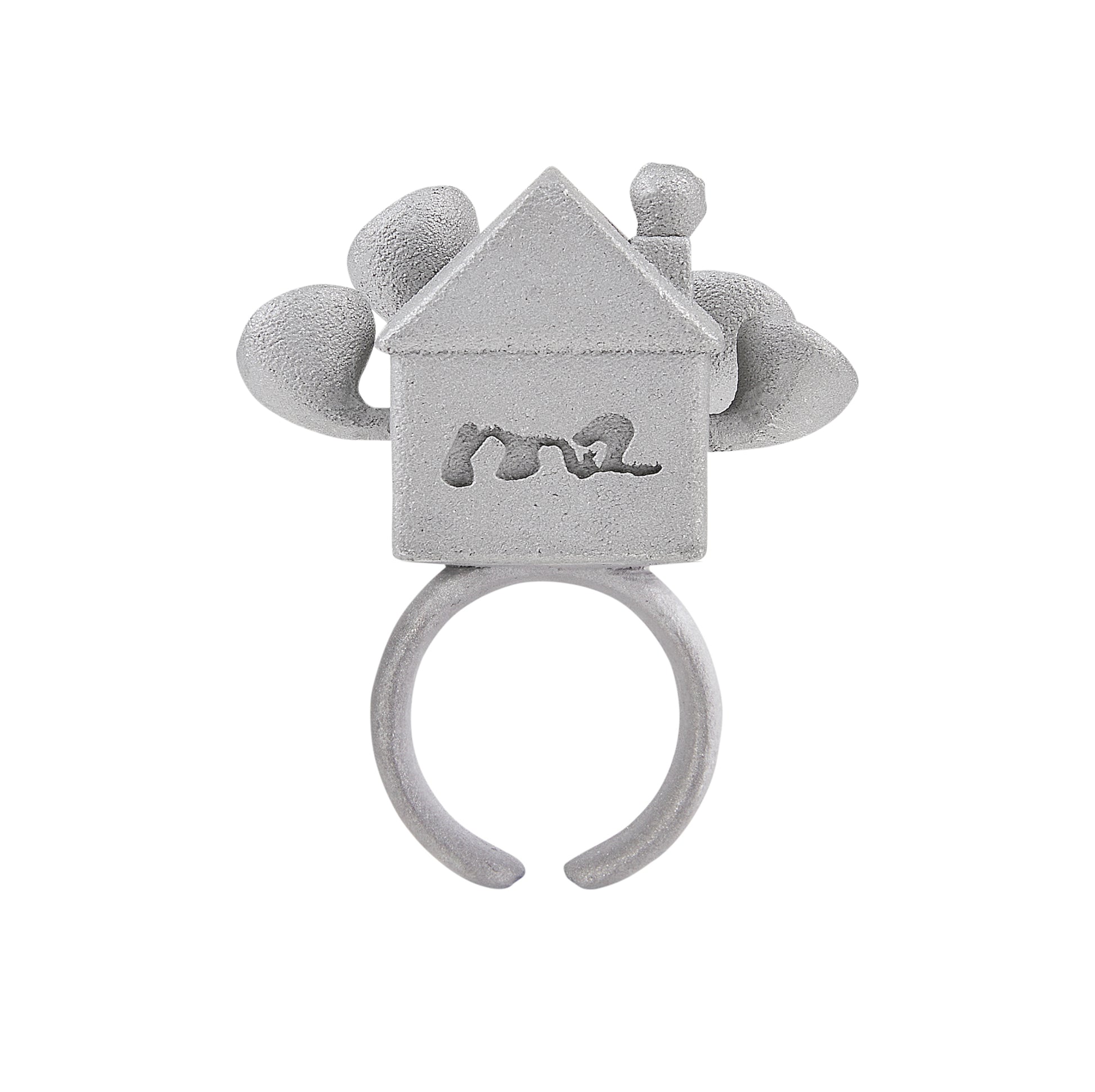 Stone Texture Metal Ring – Party Horn Bug Design Sculptural Statement Jewelry