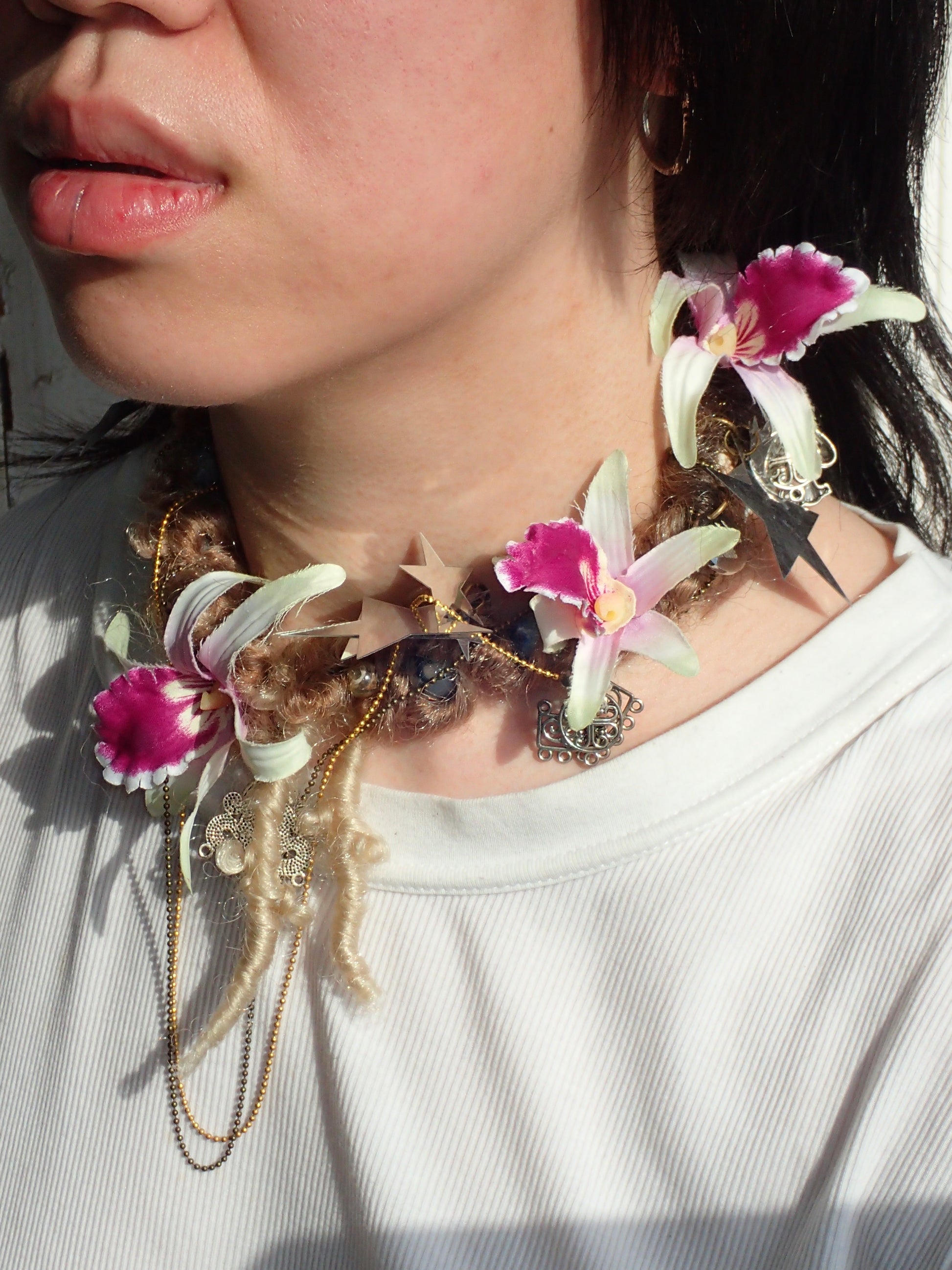 Mini Pink Orchids Handmade Necklace