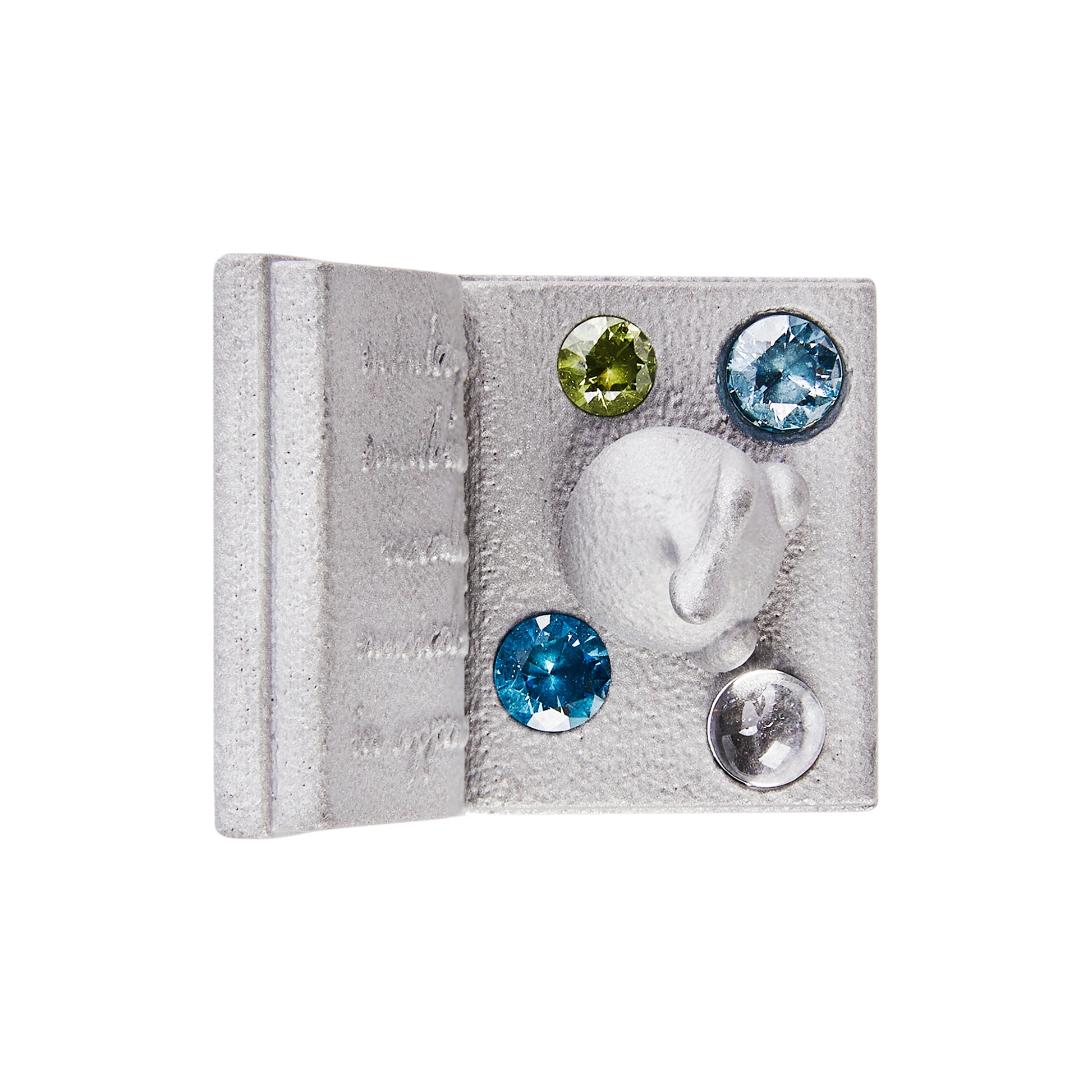 Stone Texture Melody Note Bug Ring – Grey Anodized Aluminum with Zircon Gems