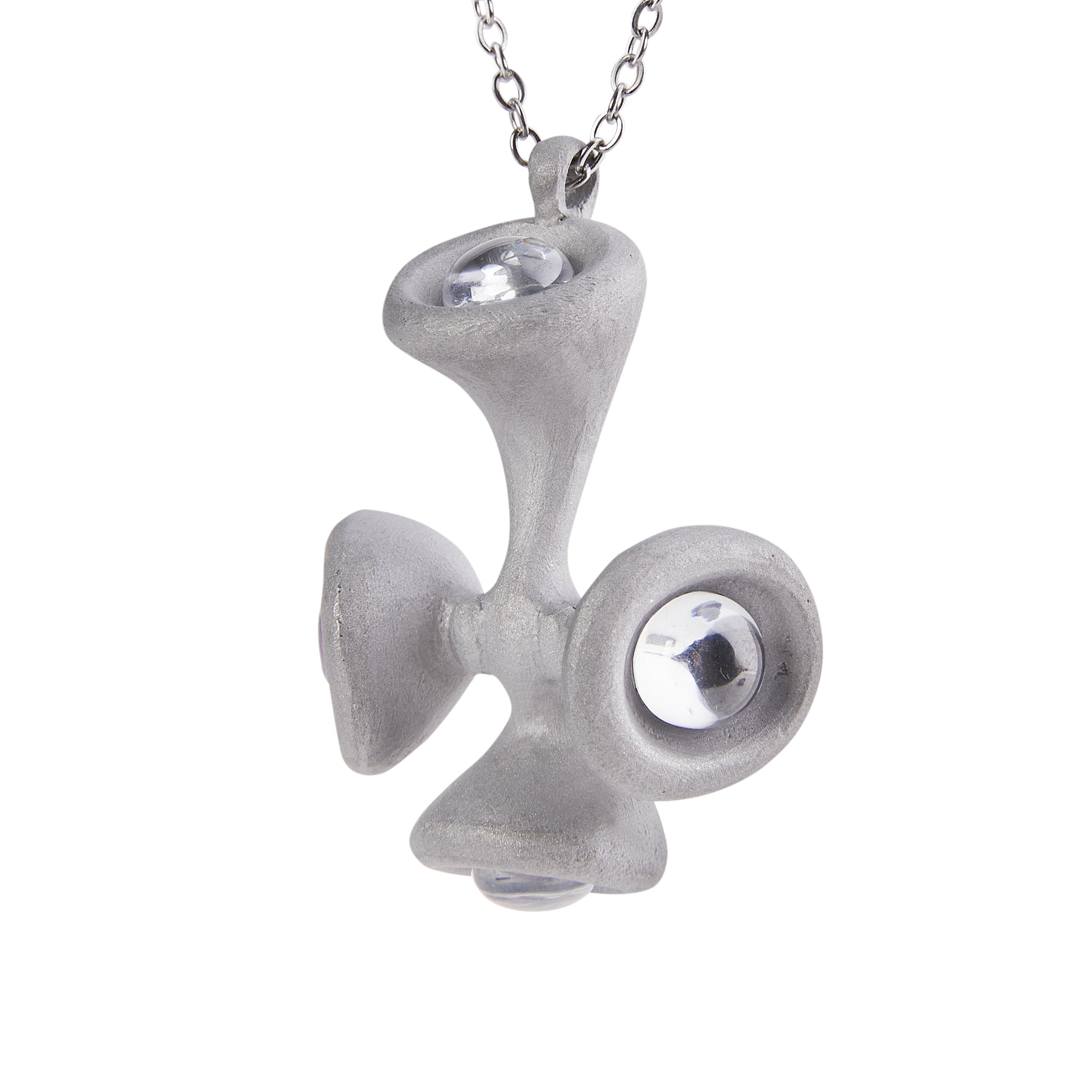Stone Texture Cross Pendant – Grey Anodized Aluminum Necklace with Zircon Crystal Accents