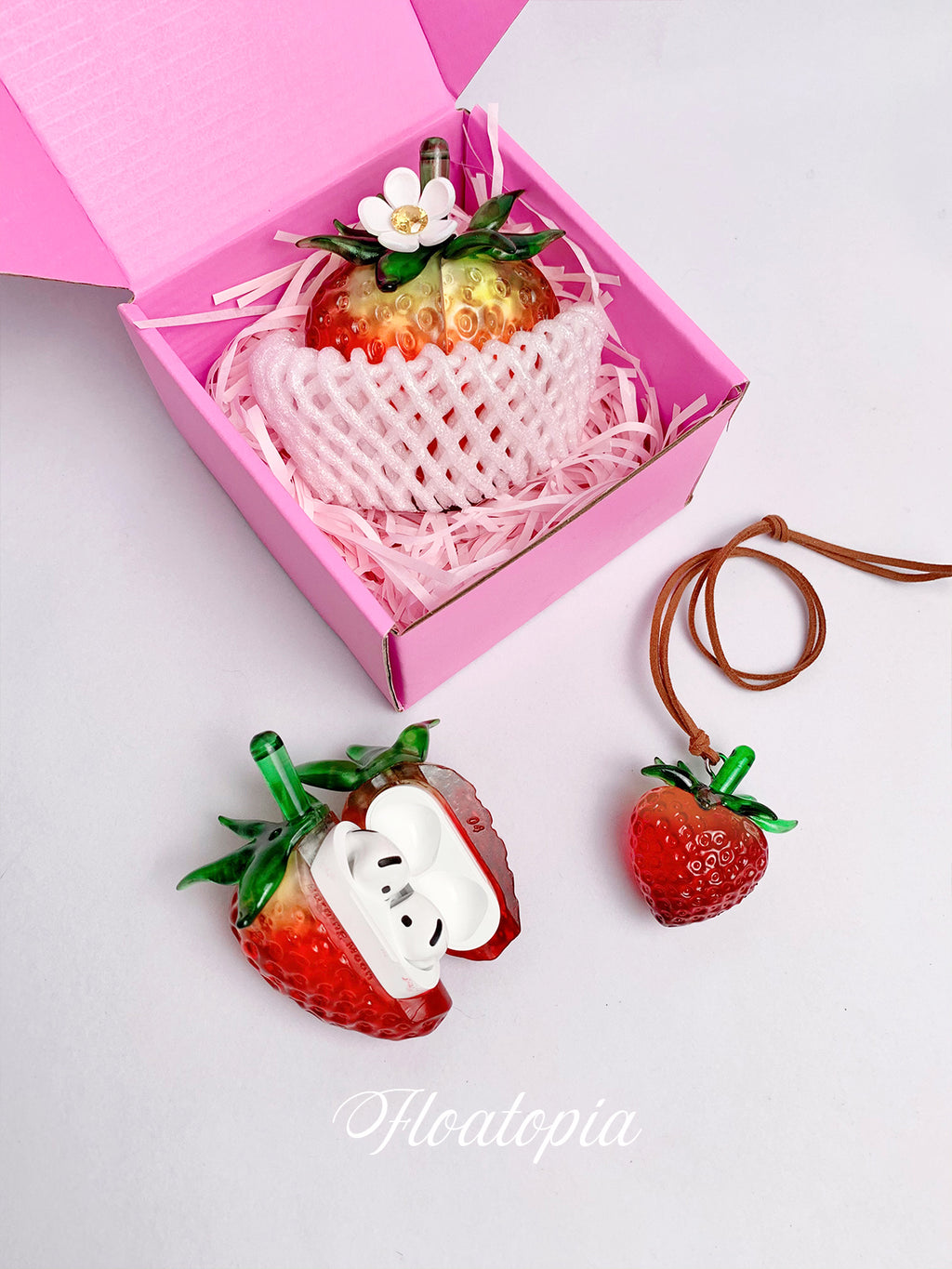 Hyper-Realistic 3D "Forbidden Strawberry" AirPods Pro Case – Hand-Painted Artisan Tech Accessory