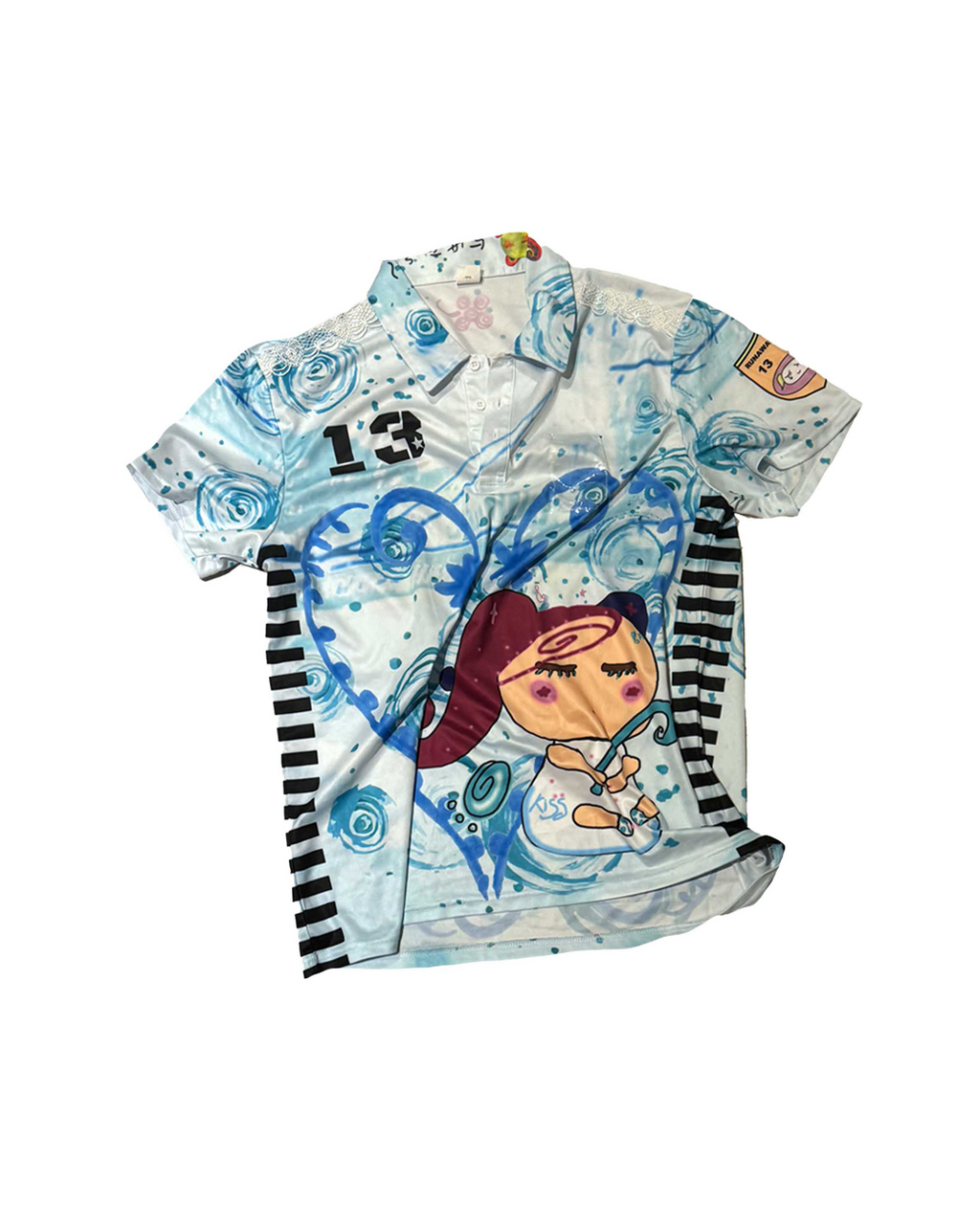 Y2K 3D Doll Print Cycling Top