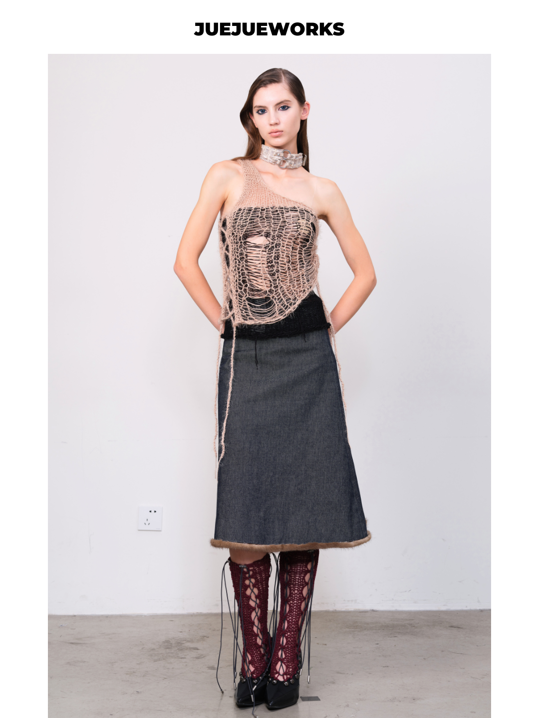 Little Lion Open-Knit Halter Top
