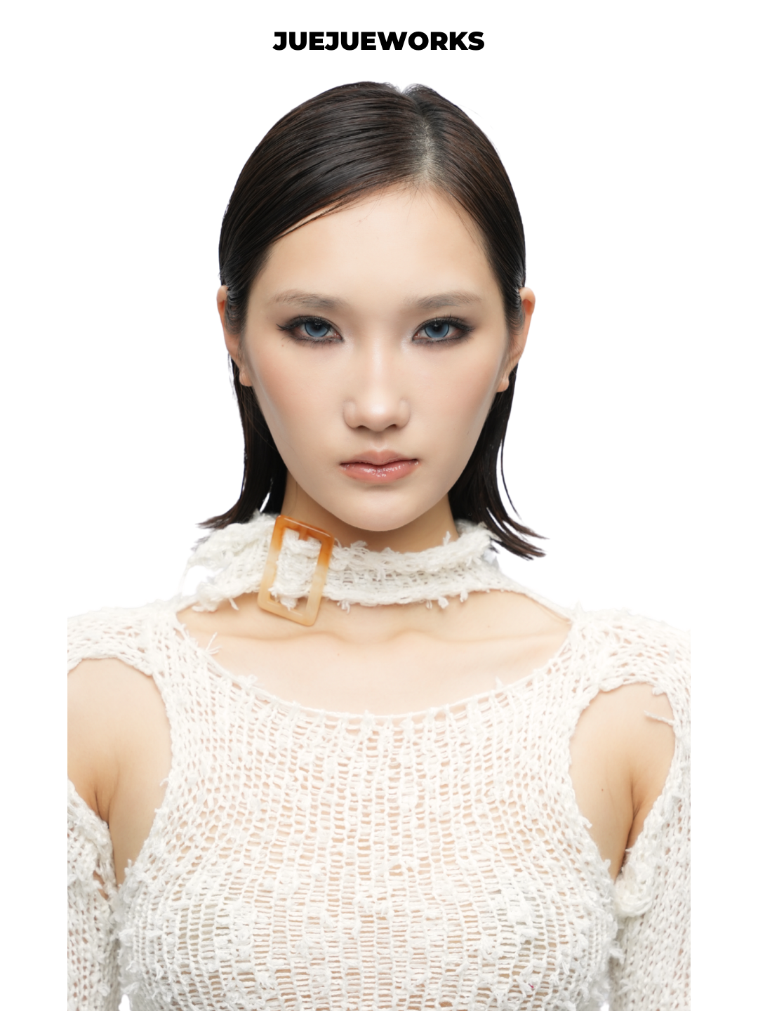 White & Purple Raw-Cut Knit Long-Sleeve Top