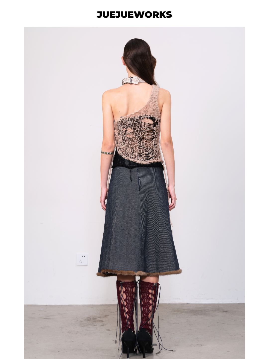 Little Lion Open-Knit Halter Top