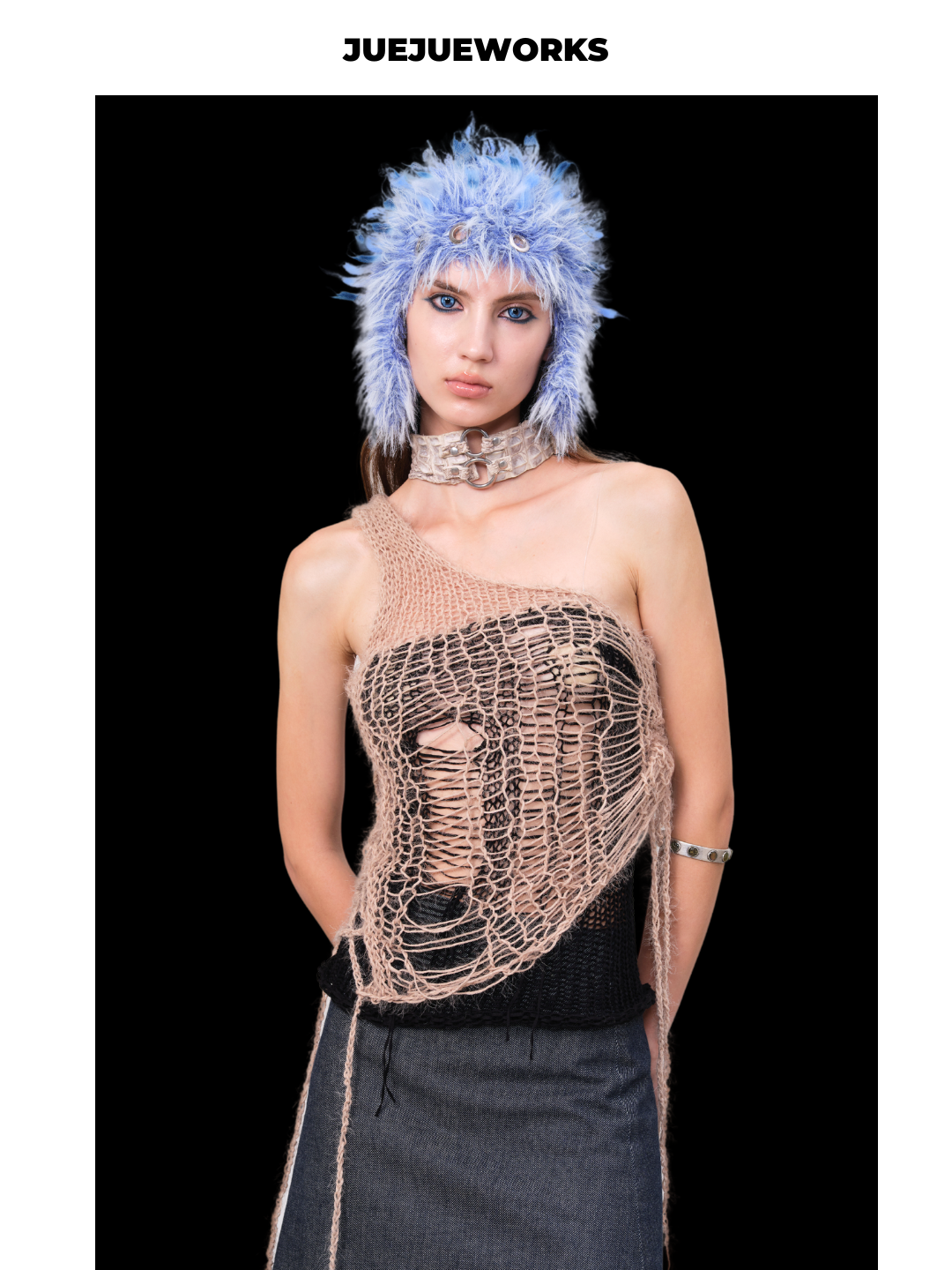 Little Lion Open-Knit Halter Top