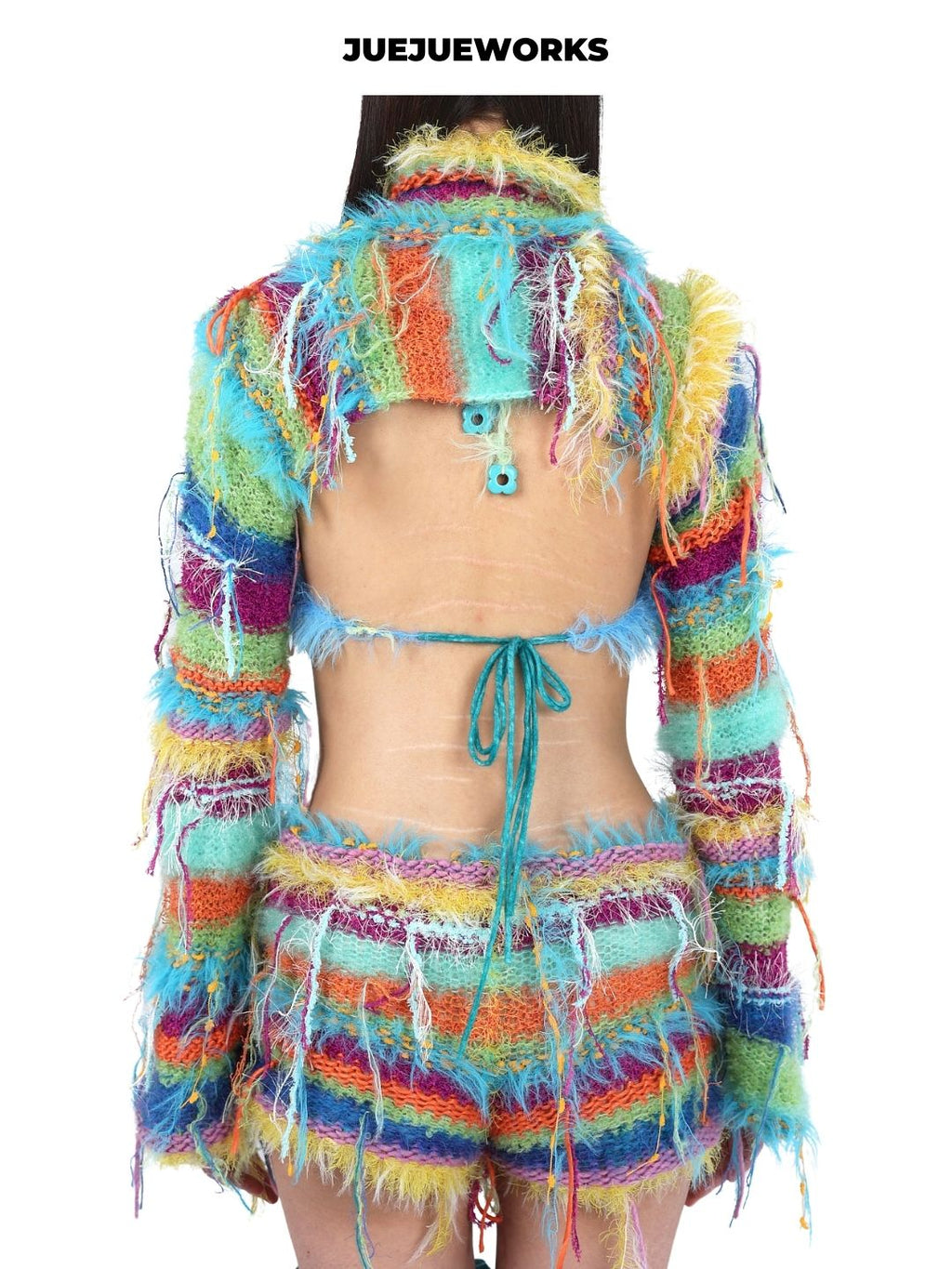 Rainbow Fruit-Plate Knit Shorts