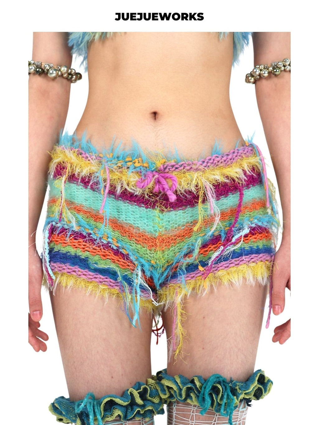 Rainbow Fruit-Plate Knit Shorts