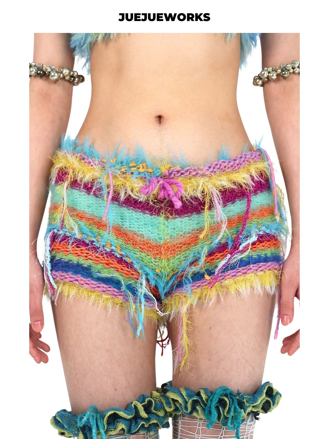 Rainbow Fruit-Plate Knit Shorts