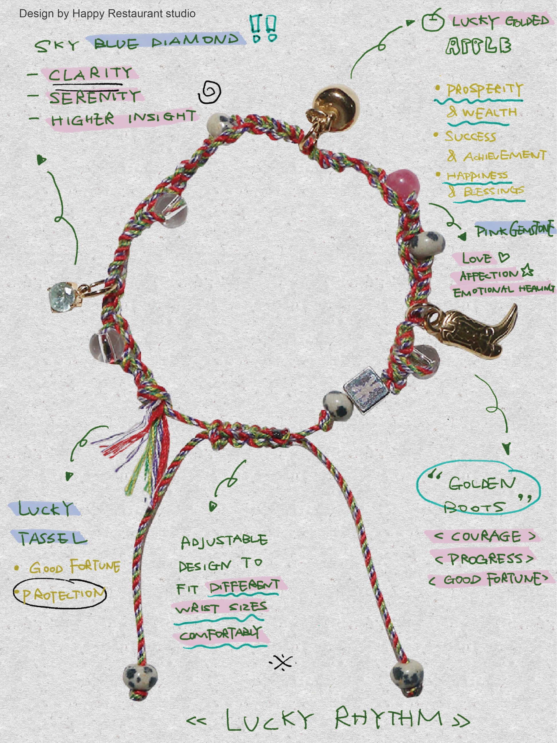 “Lucky Rhythm / Inspiration Bakery” Colorful Handmade Braided Bracelet