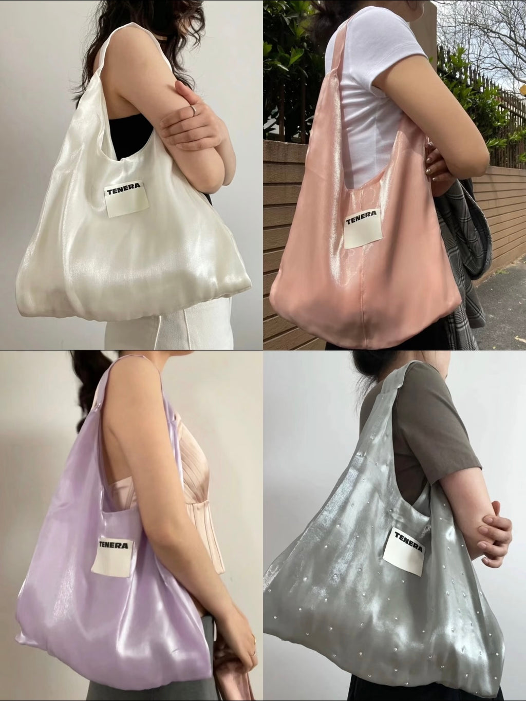 TENERA Plant-Based Satin Ballerina Shoulder Tote Bag
