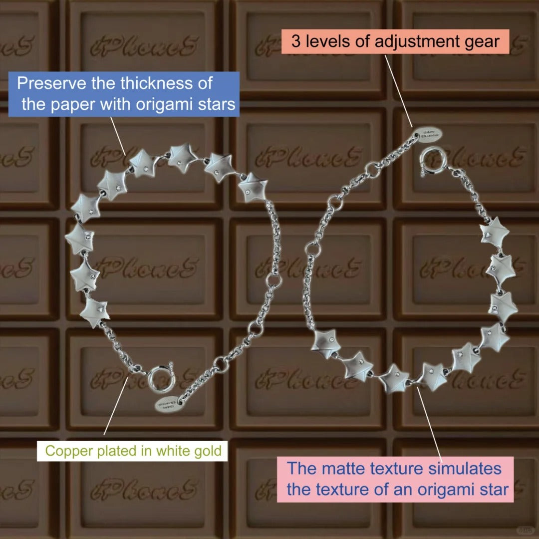 “Wishing Star Bracelet”  18K White Gold Silver Star Charm Bracelet and Ring