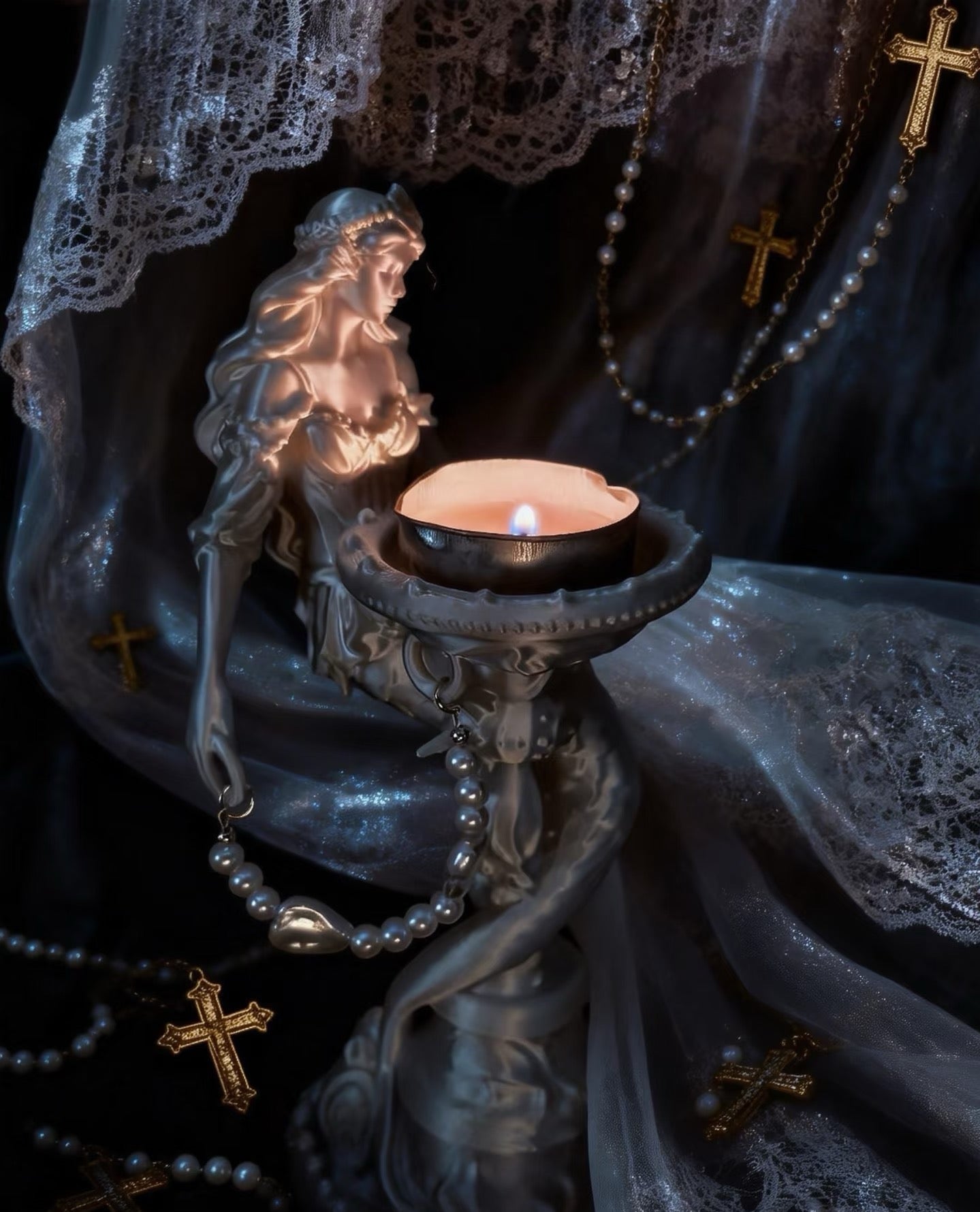 3D Print Vintage Mermaid Candle Holder & Crystal Aroma Sculpture