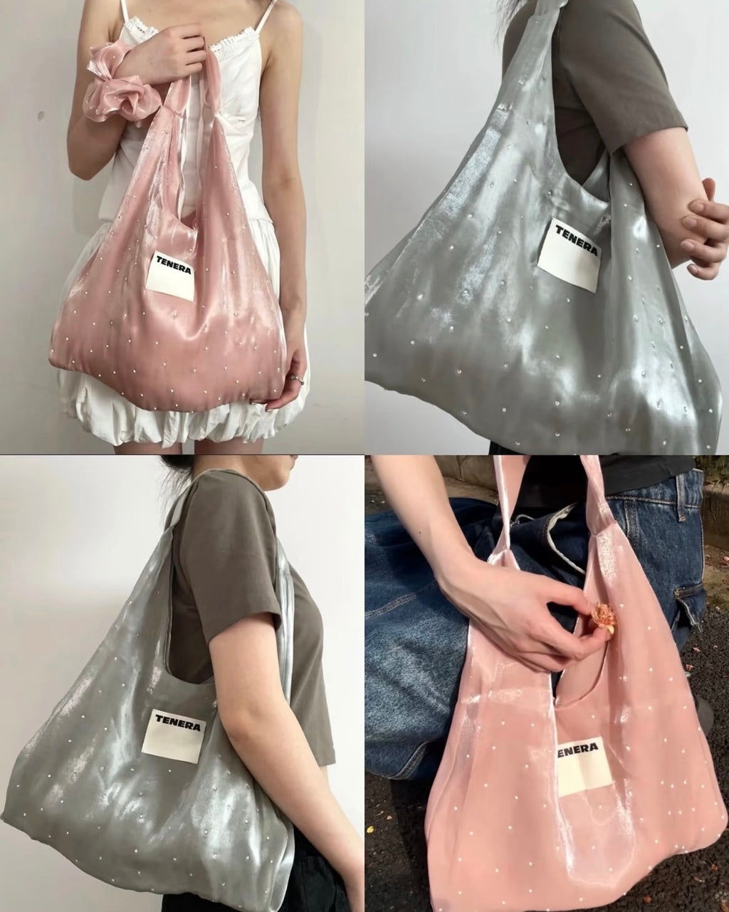 TENERA Plant-Based Satin Ballerina Shoulder Tote Bag