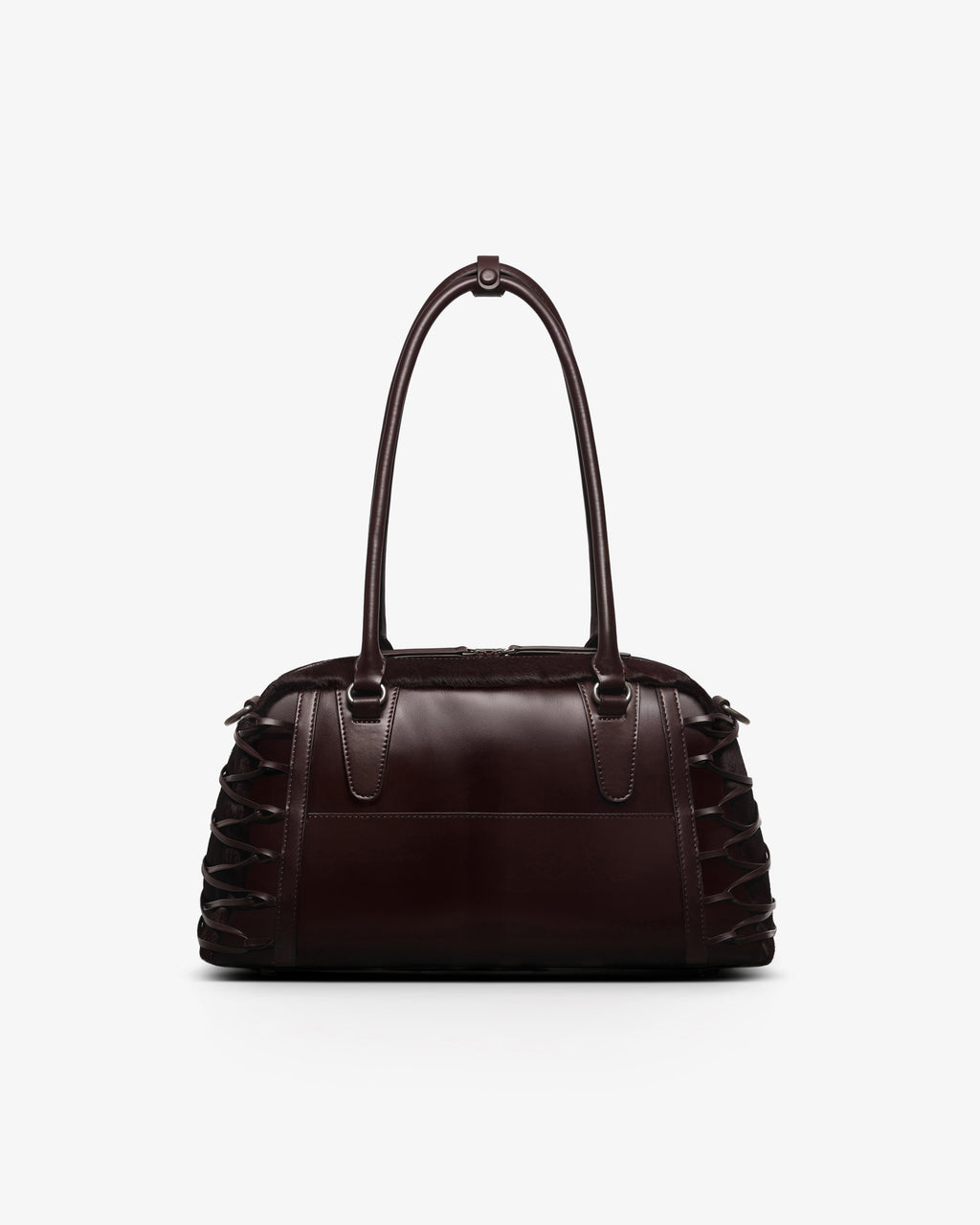 JING HÉ | Erya Bag "Anatomical" Bowling Bag – Premium Pony Hair & Top-Grain Leather in Burgundy