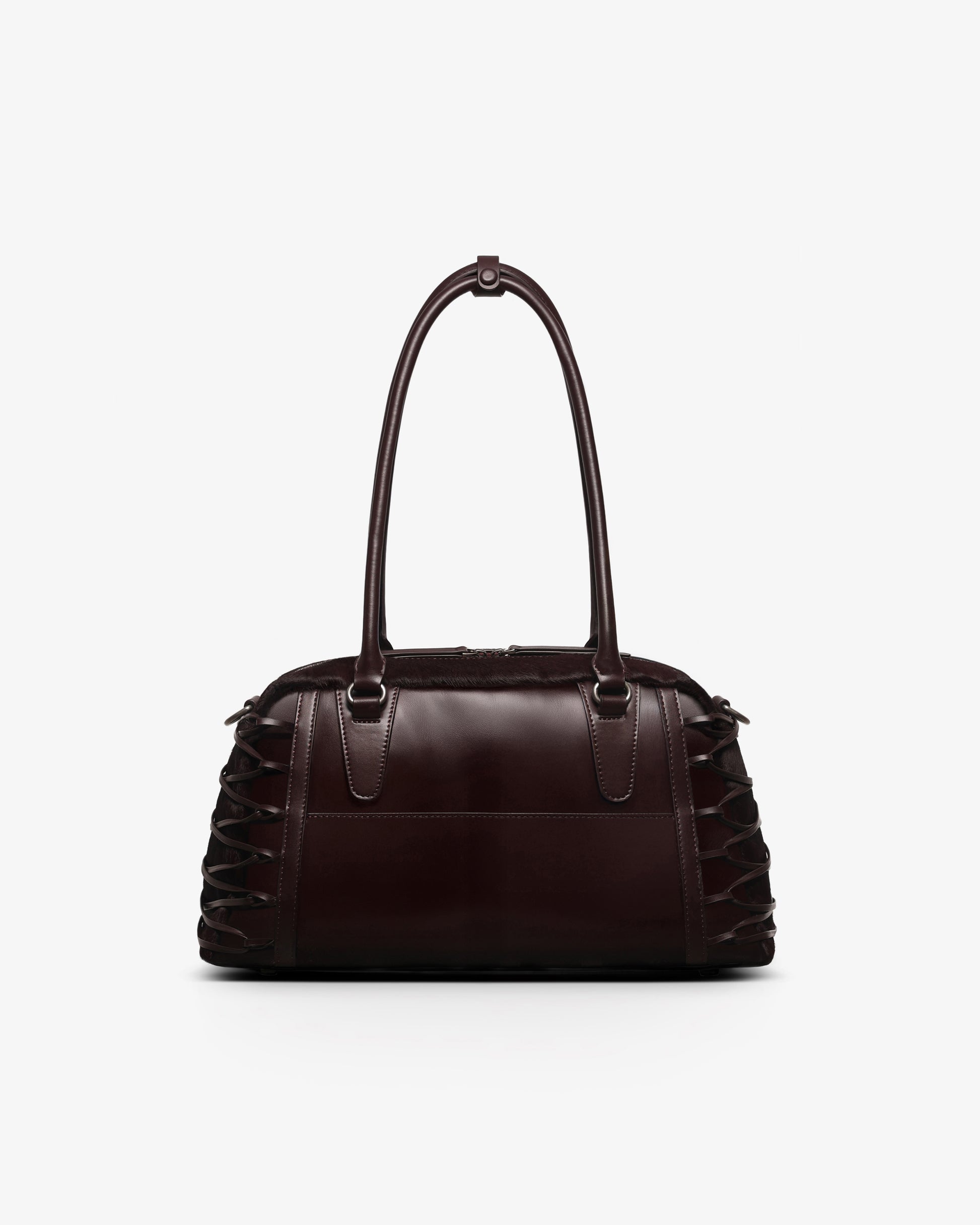 JING HÉ | Erya Bag "Anatomical" Bowling Bag – Premium Pony Hair & Top-Grain Leather in Burgundy