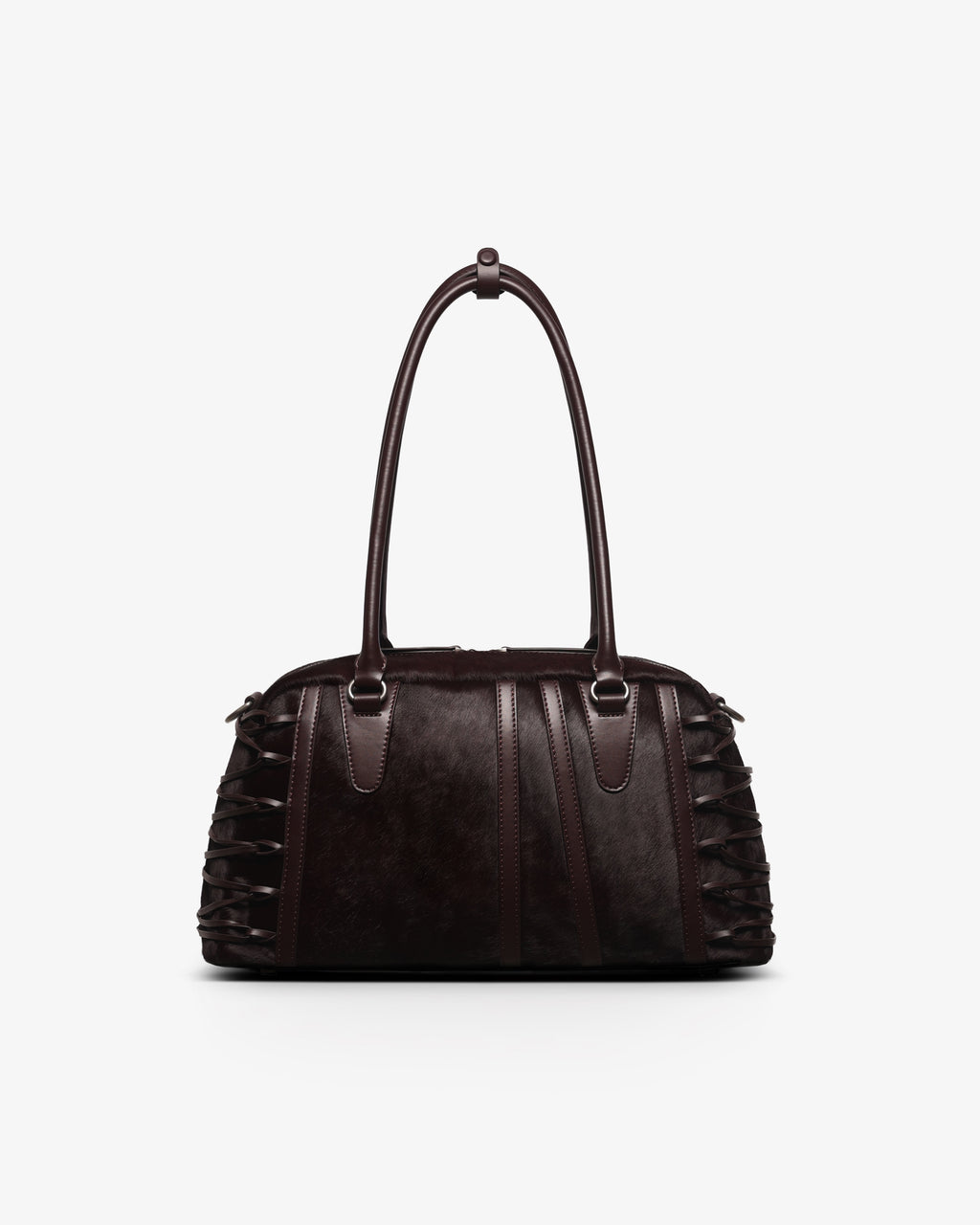 JING HÉ | Erya Bag "Anatomical" Bowling Bag – Premium Pony Hair & Top-Grain Leather in Burgundy