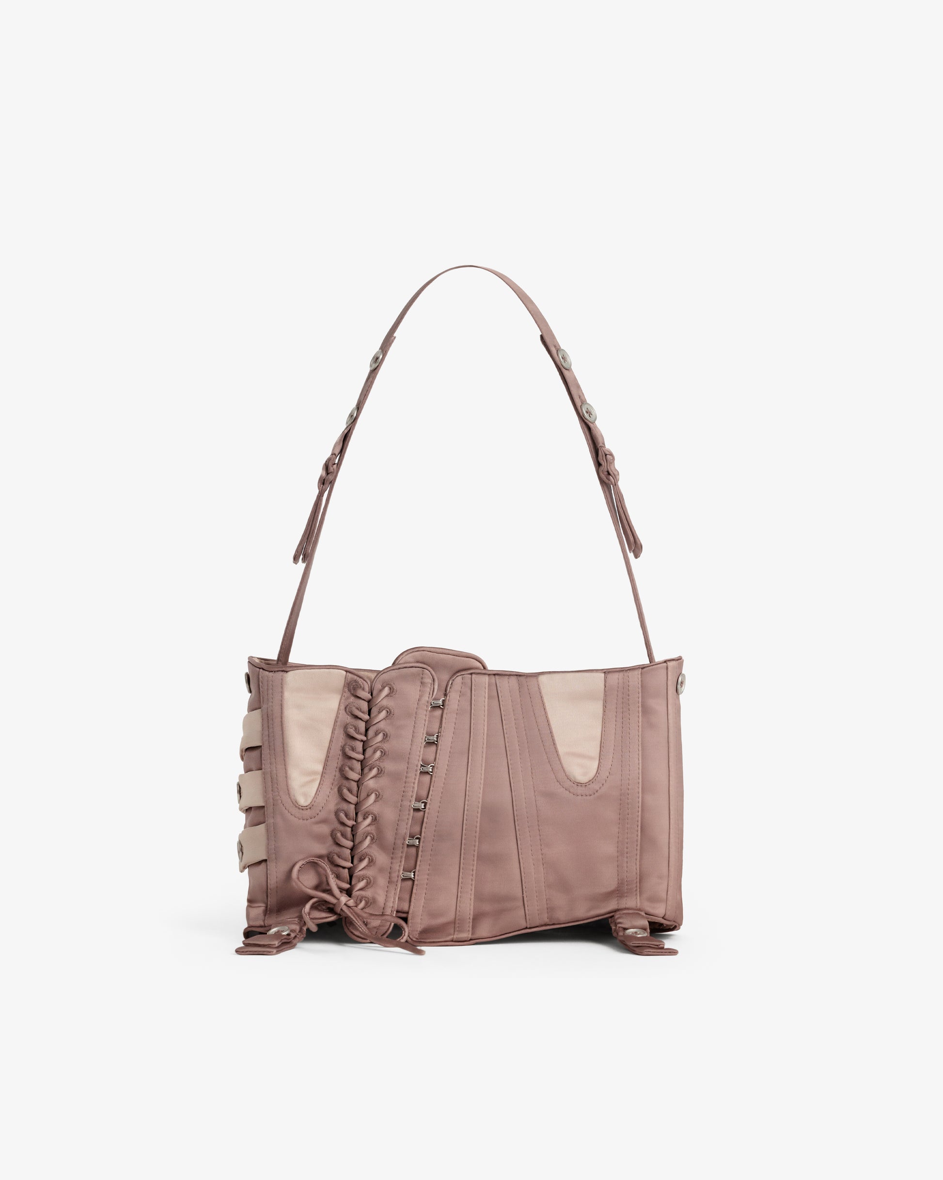 JING HÉ | Tether Bag "Fishbone" Corset Shoulder Bag – Deconstructed Couture Accessory in Lotus Root