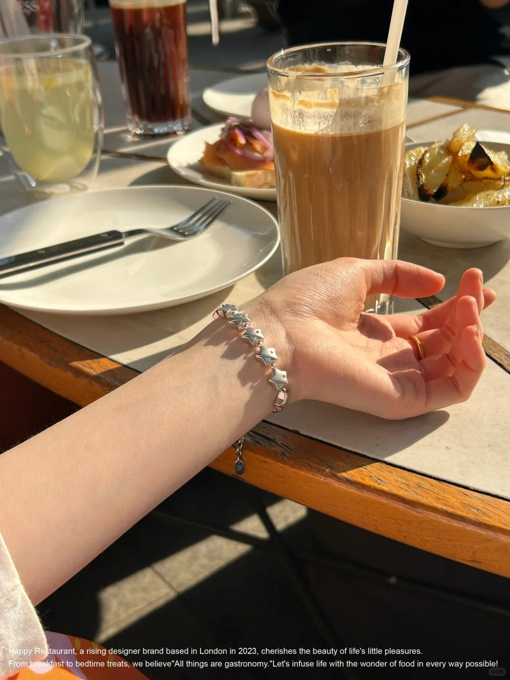 “Wishing Star Bracelet”  18K White Gold Silver Star Charm Bracelet and Ring