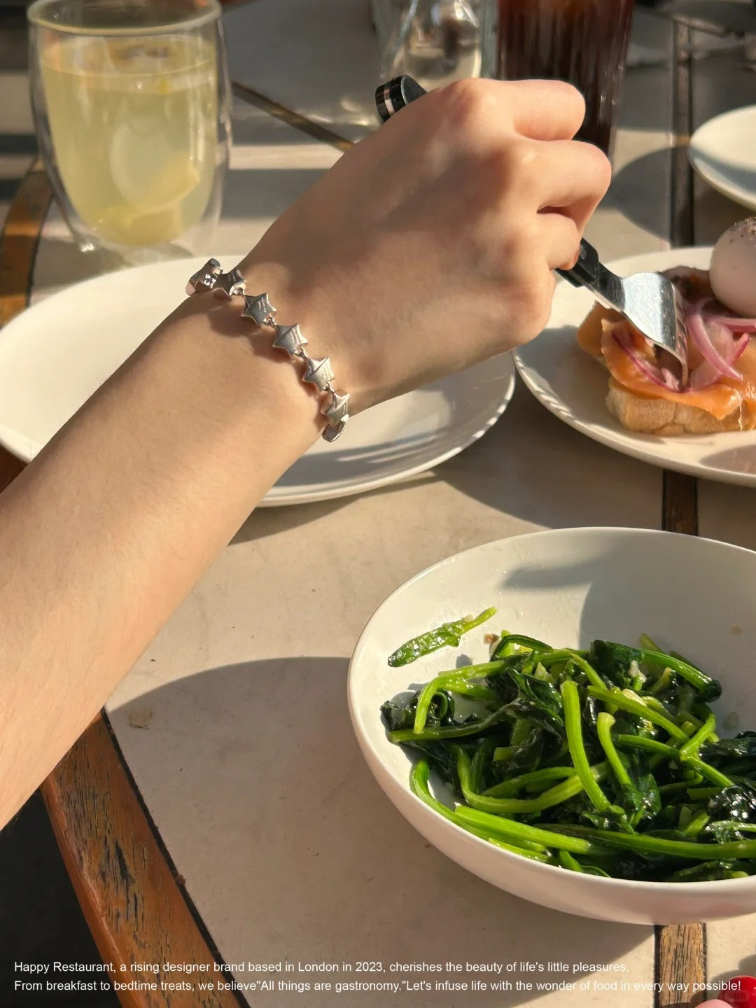 “Wishing Star Bracelet”  18K White Gold Silver Star Charm Bracelet and Ring