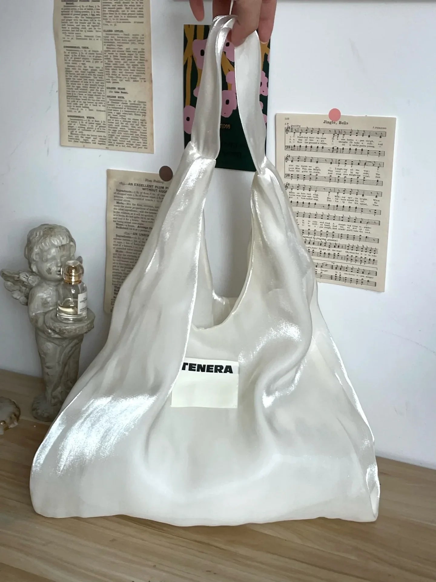 TENERA Plant-Based Satin Ballerina Shoulder Tote Bag