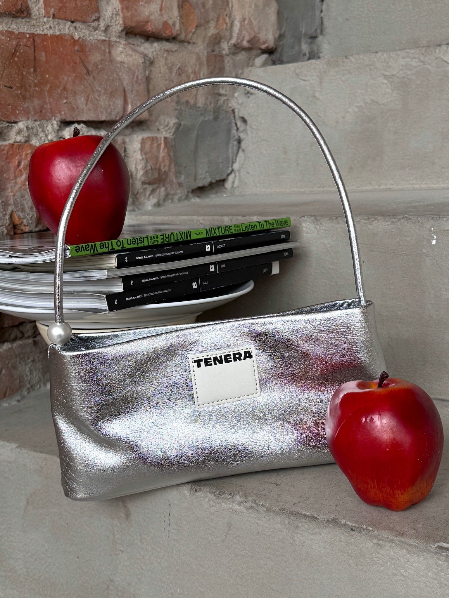 TENERA Sustainable Pearl-Detail Shoulder Bag — Minimalist Underarm Bag