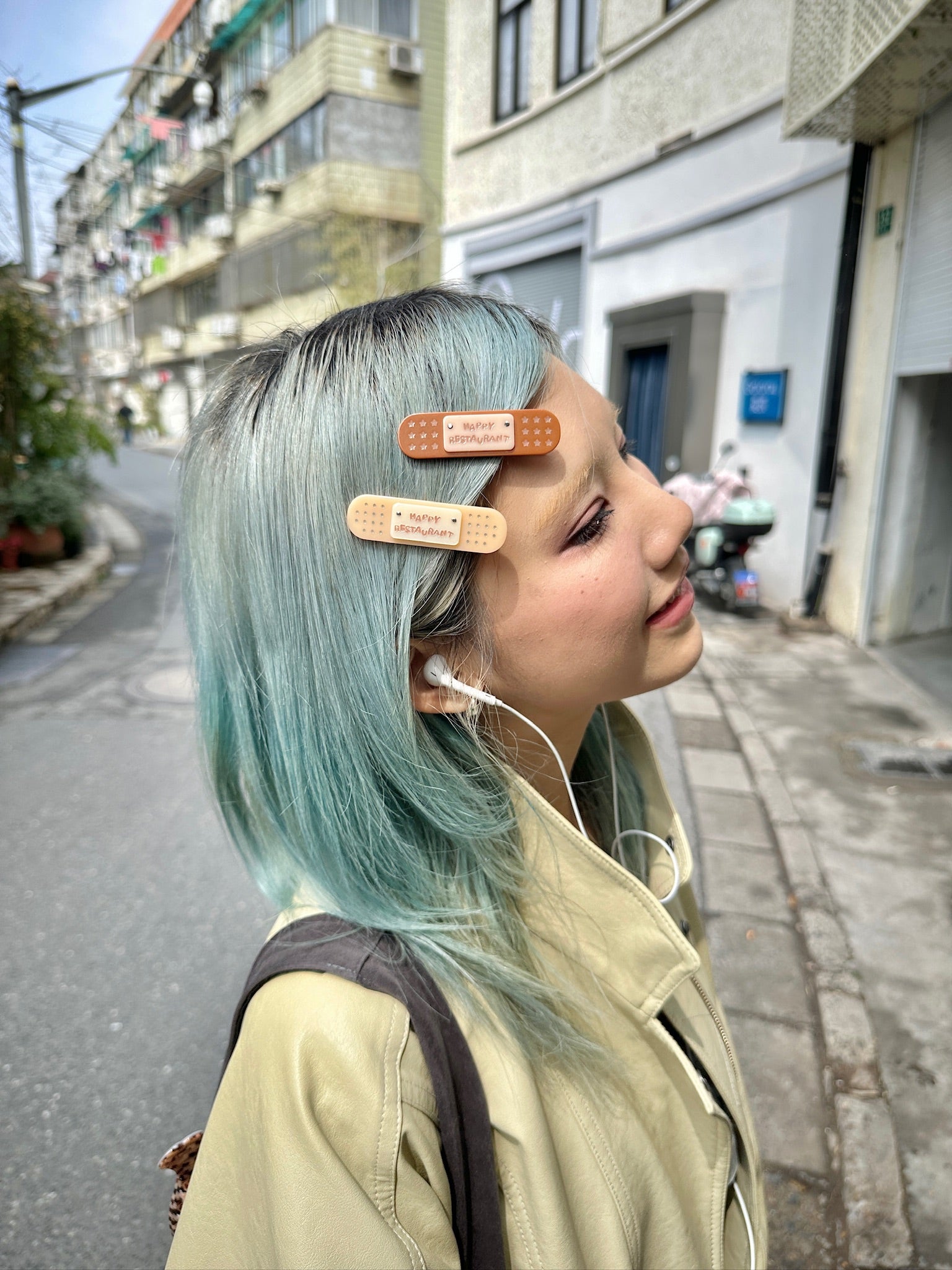Happy Restaurant | "Band-Aid" Hair Clip Set – Acetate Artisan Hair Pin, Playful Y2K Bangs Clip