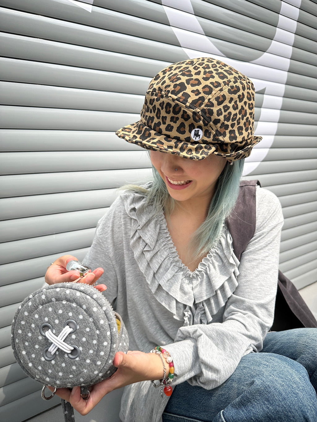 Happy Restaurant | Leopard Print Denim "Shape-Shifter" Cap