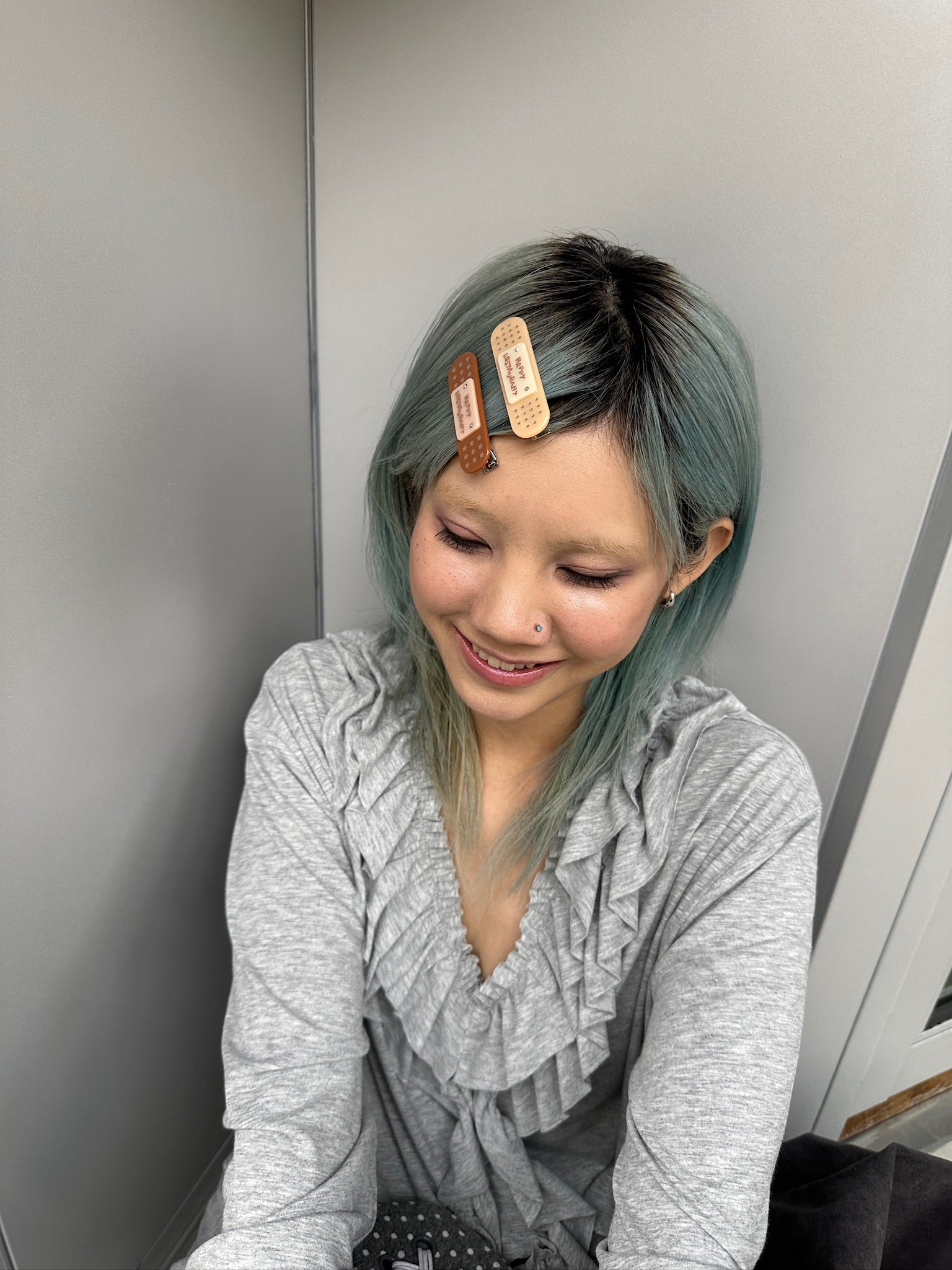 Happy Restaurant | "Band-Aid" Hair Clip Set – Acetate Artisan Hair Pin, Playful Y2K Bangs Clip