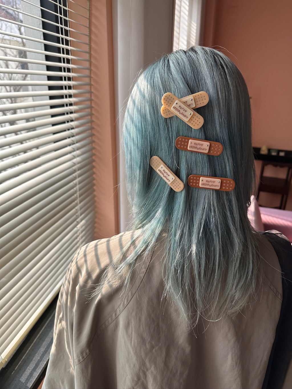Happy Restaurant | "Band-Aid" Hair Clip Set – Acetate Artisan Hair Pin, Playful Y2K Bangs Clip