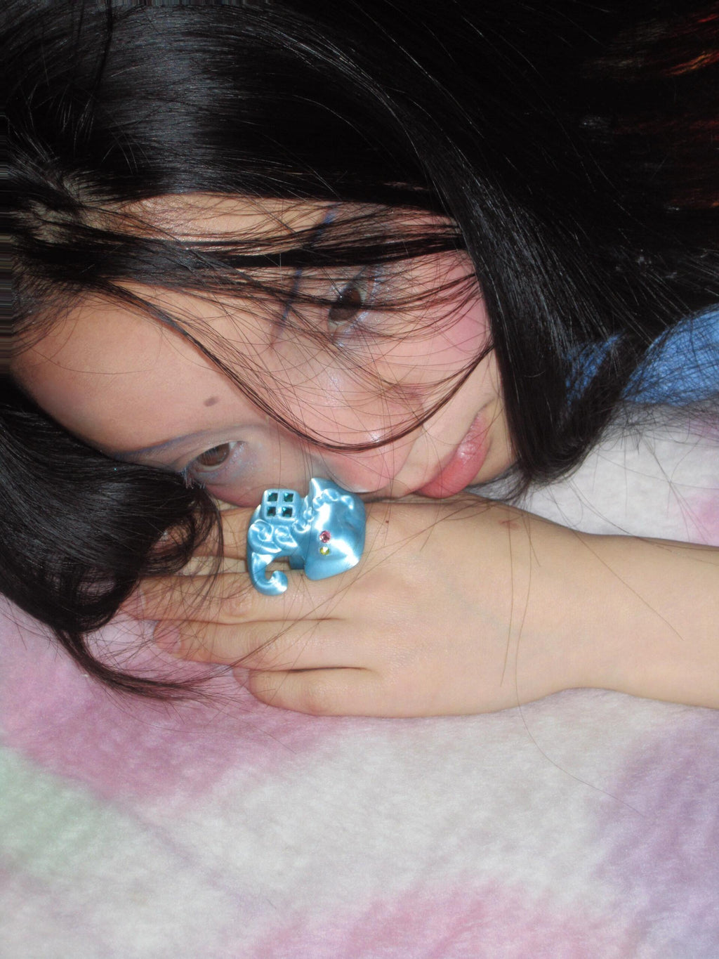 Light Blue 3D Printed Multi-Stone Biotic Ring