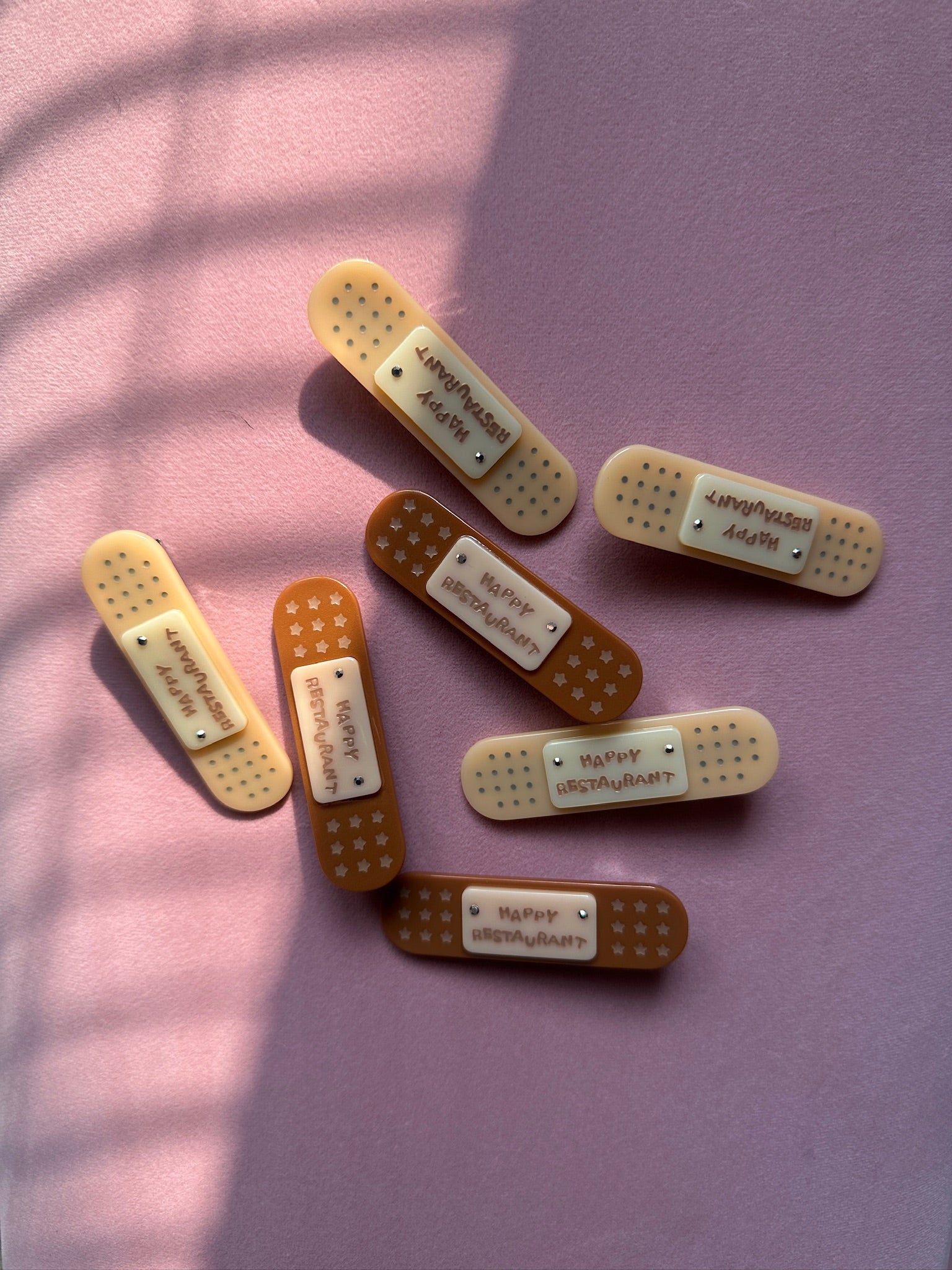 Happy Restaurant | "Band-Aid" Hair Clip Set – Acetate Artisan Hair Pin, Playful Y2K Bangs Clip