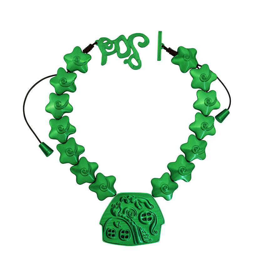 Green Spiral Star Cottage Necklace