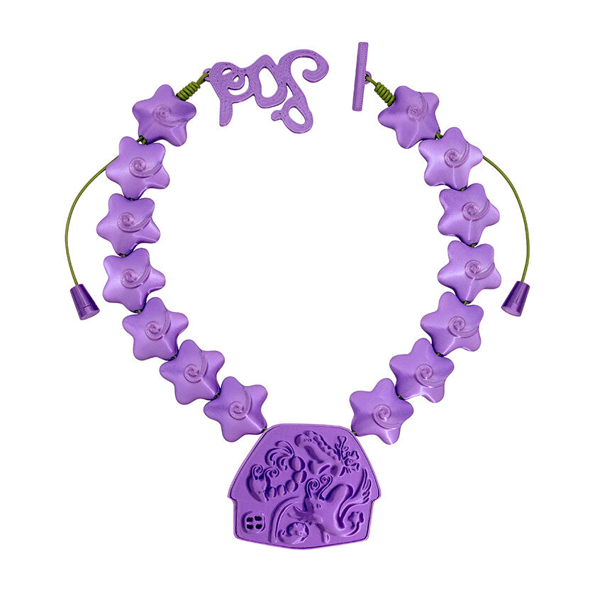 Purple Spiral Star Cottage Necklace