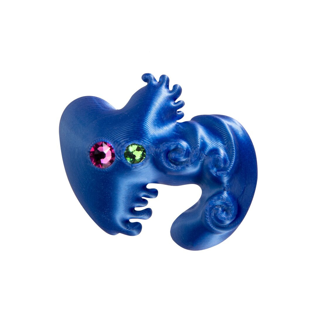 Dark Blue 3D Printed Dual-Stone Biotic Ring