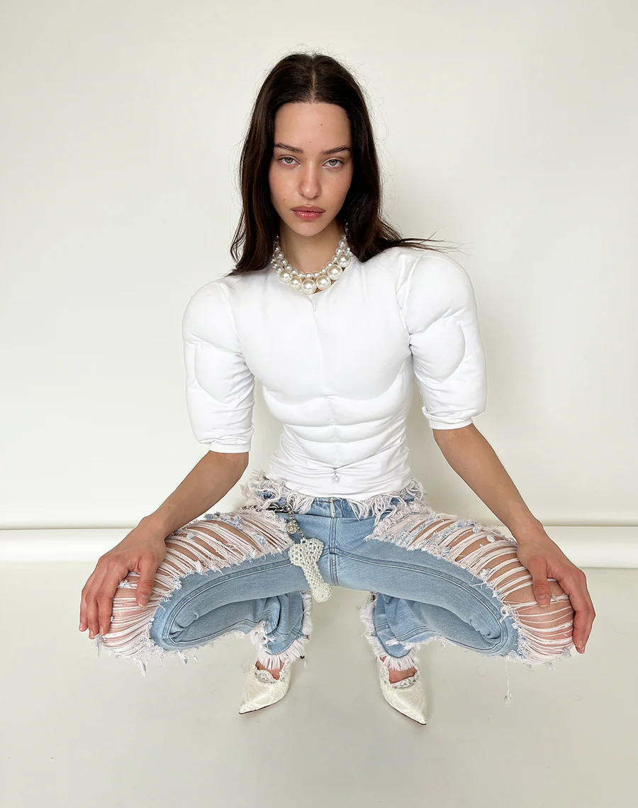 White Navel Ring Muscle top