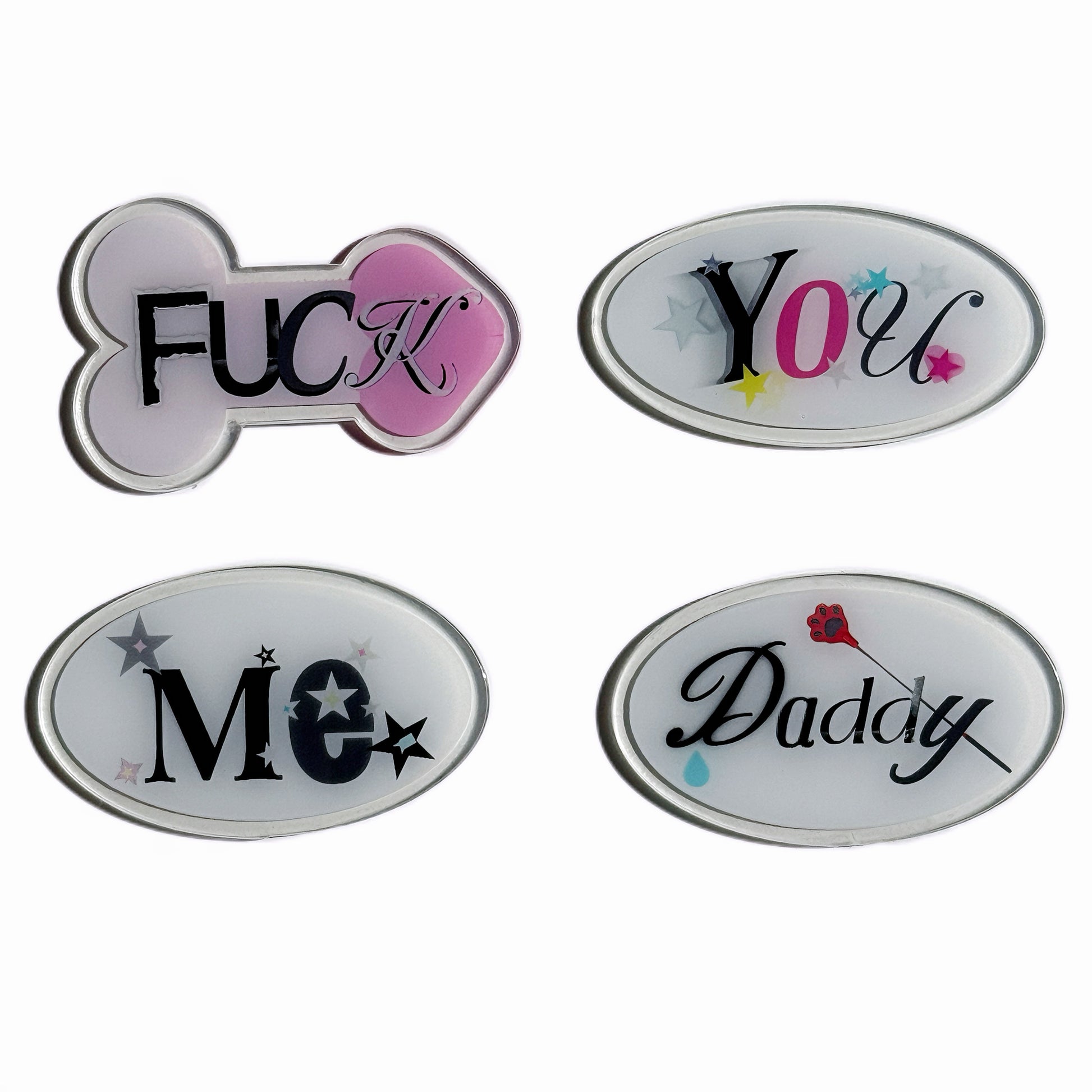 Cheeky Word Hair Clips Set