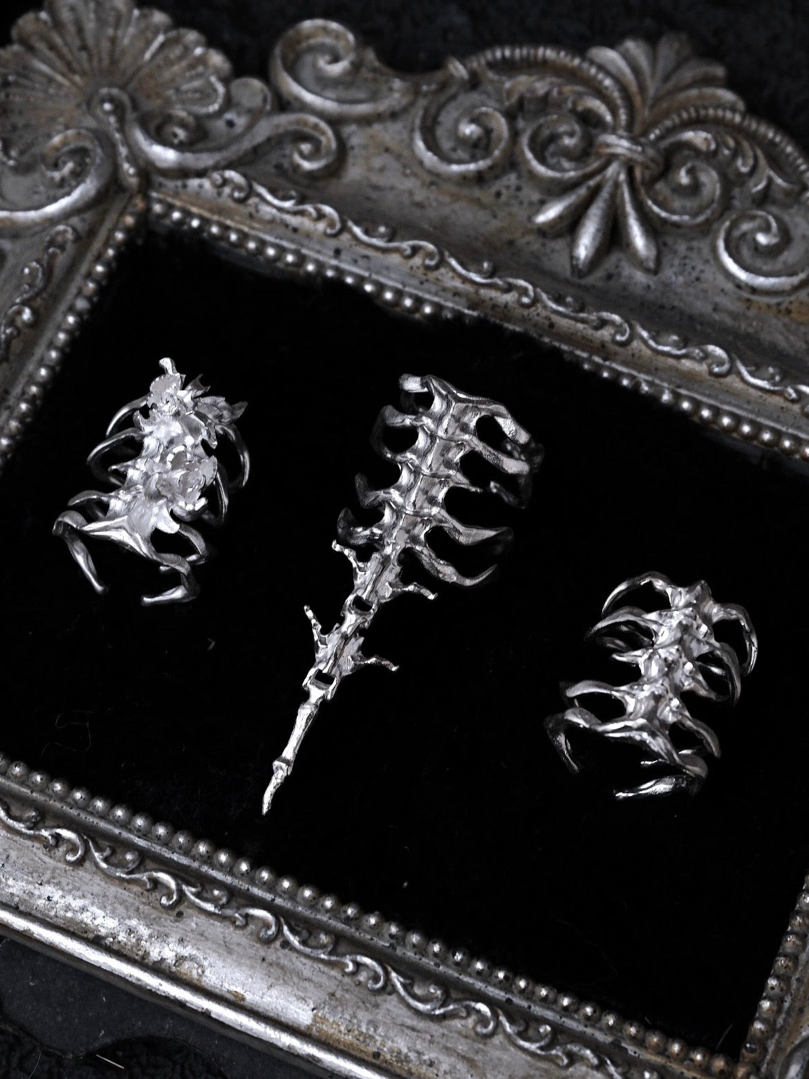 925 Silver Spine Ring | Short and Long Sterling Silver Bone Armour Statement Ring
