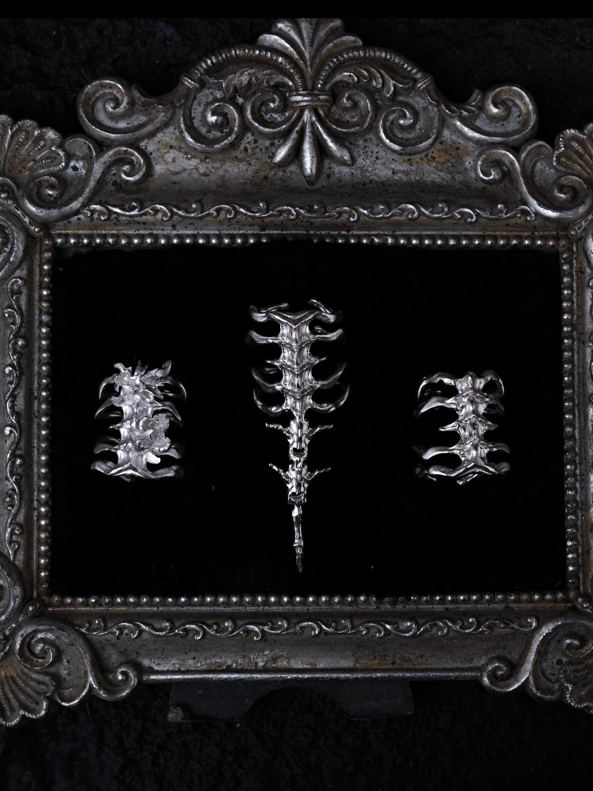 925 Silver Spine Ring | Short and Long Sterling Silver Bone Armour Statement Ring