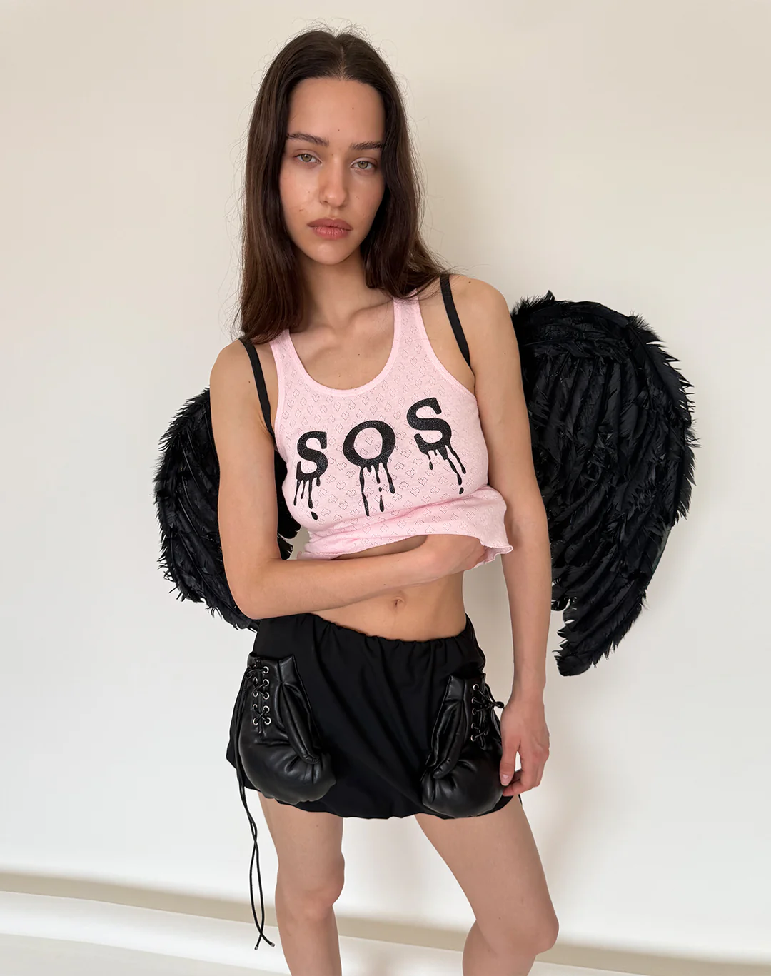 Black Faux Leather Boxing Glove Mini Skirt