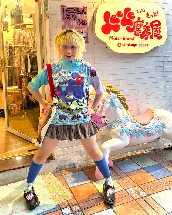 Y2K 3D Doll Print Cycling Top