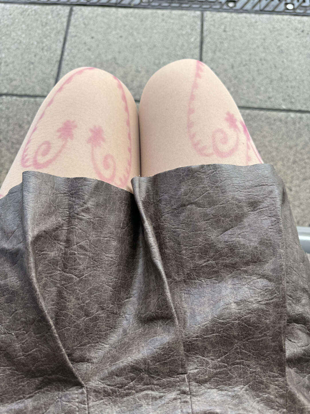 Pink Tattoo Print Sheer Skin Tights
