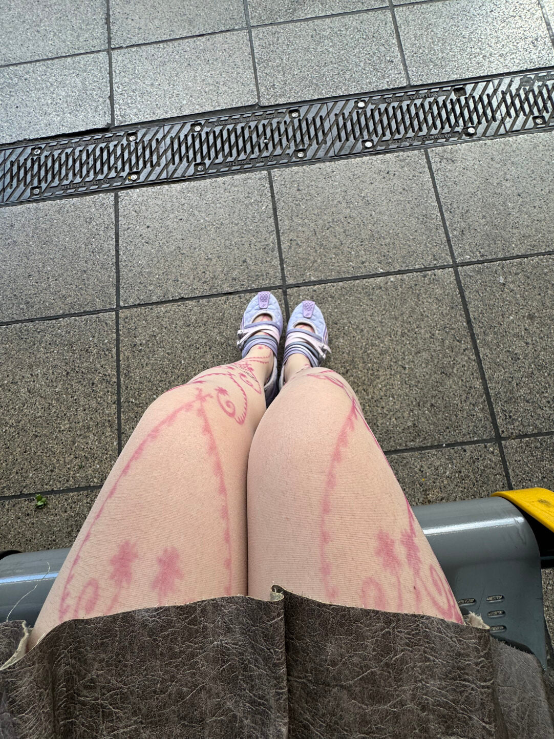 Pink Tattoo Print Sheer Skin Tights