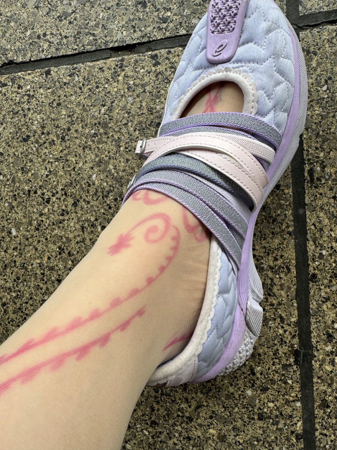 Pink Tattoo Print Sheer Skin Tights